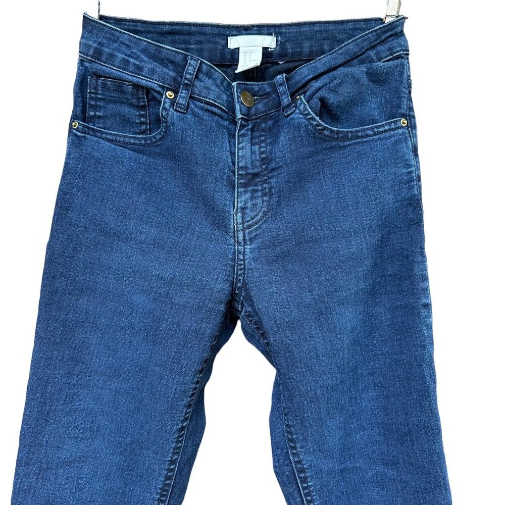 H&M Dark Blue Skinny Mid Rise Stretch Jeans Size 4 - Picture 2 of 11